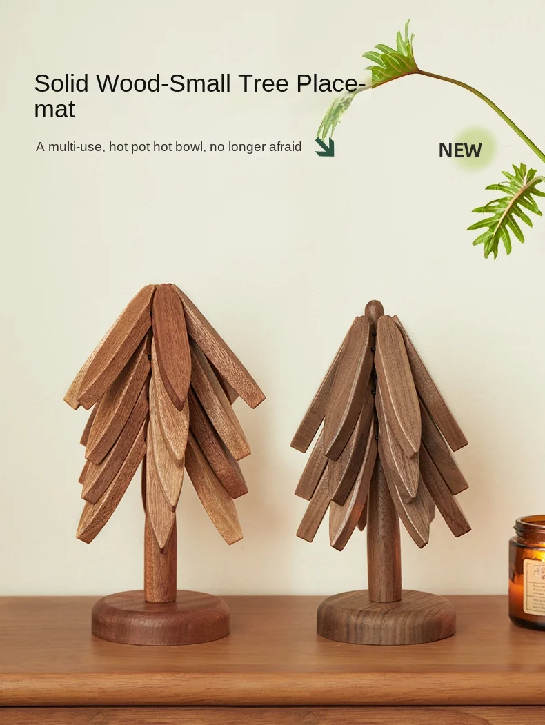 Black Walnut Wood Heat Insulation Mat Solid Wood Small Tree Coaster One Tree Anti-Scalding Placemat Log Saucer Cute Engraving