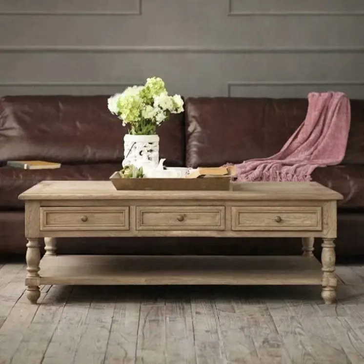 Custom furniture American modern high end sitting room log tea table coffee table