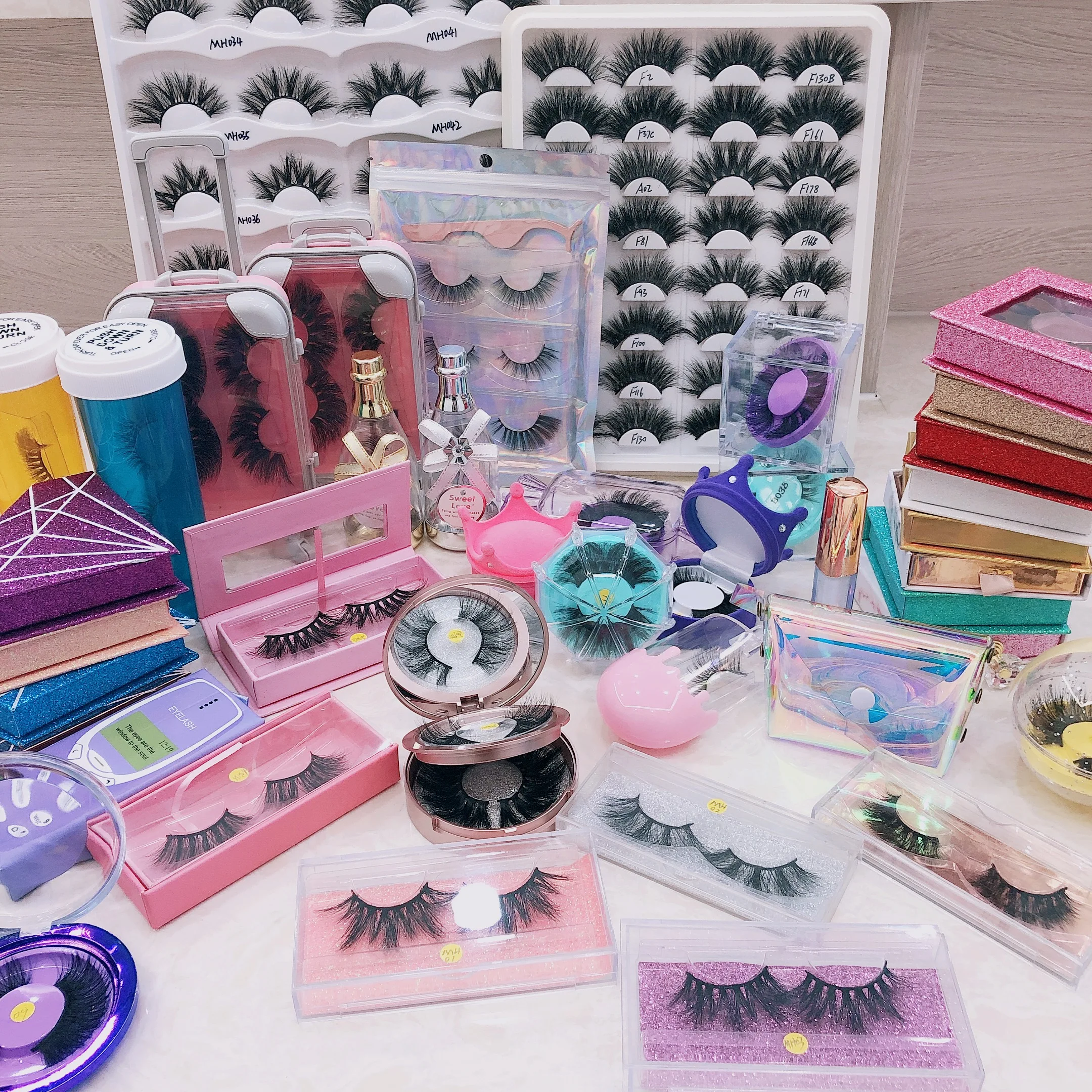 100% плоские норковые ресницы ручной работы с коробкой для ресниц на заказ