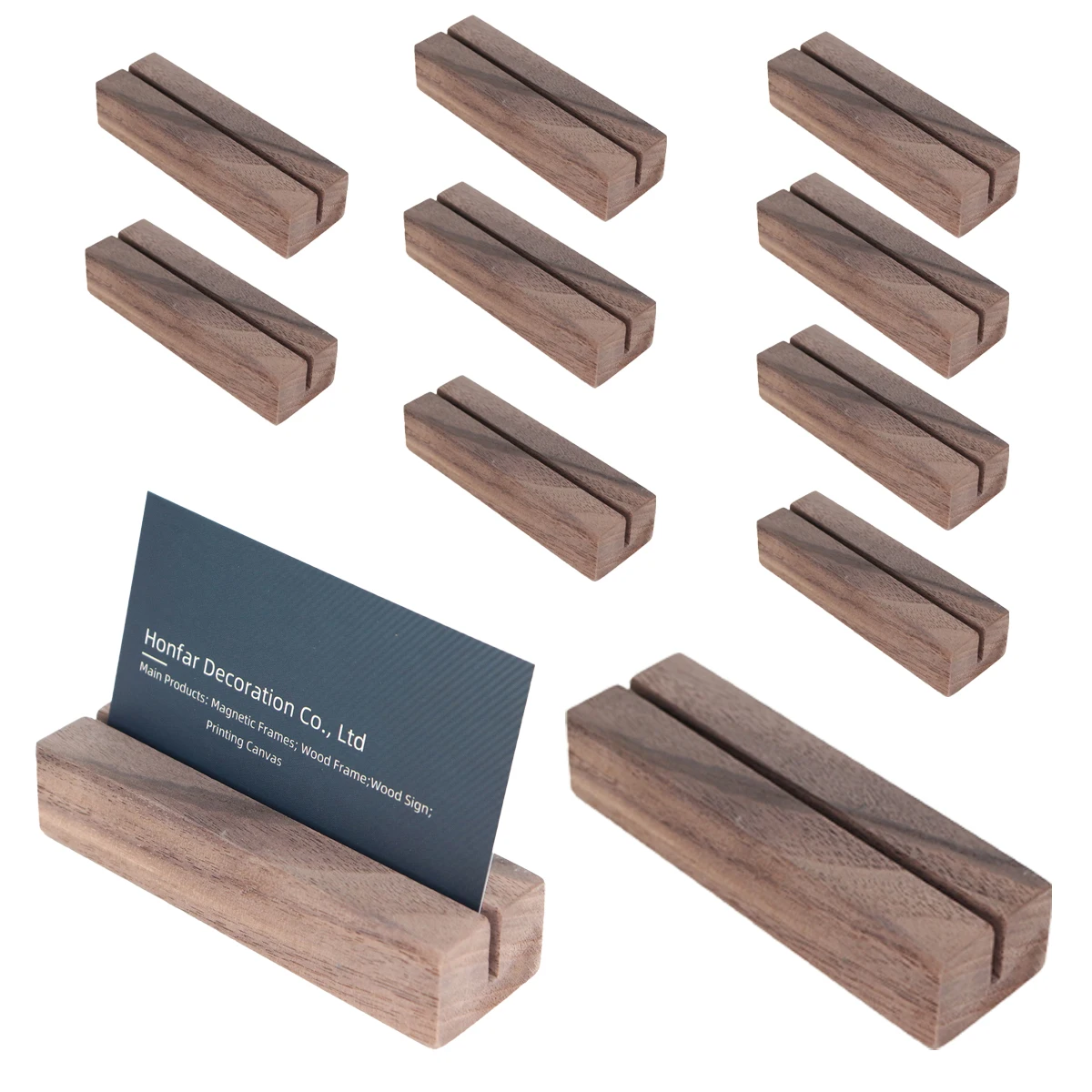 Rustic Acrylic Sign Holder Walnut Wood Table business card Stand Place Card Holder Perfect for Retail Part