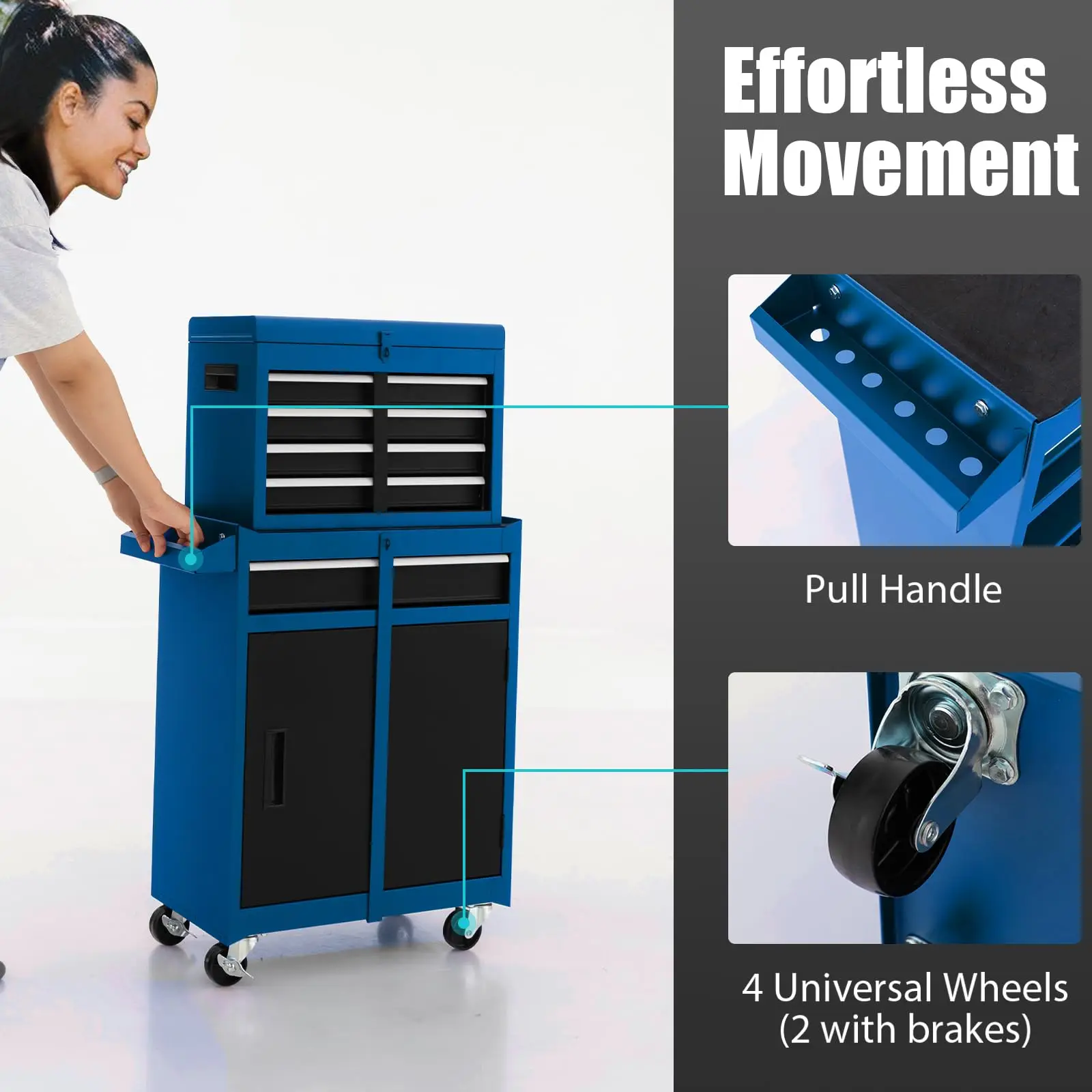 Blue Garage Tools Set Box Cabinets Tool Trolley Carrinho De Ferramentas 5 Drawer Workshop Tool Cart