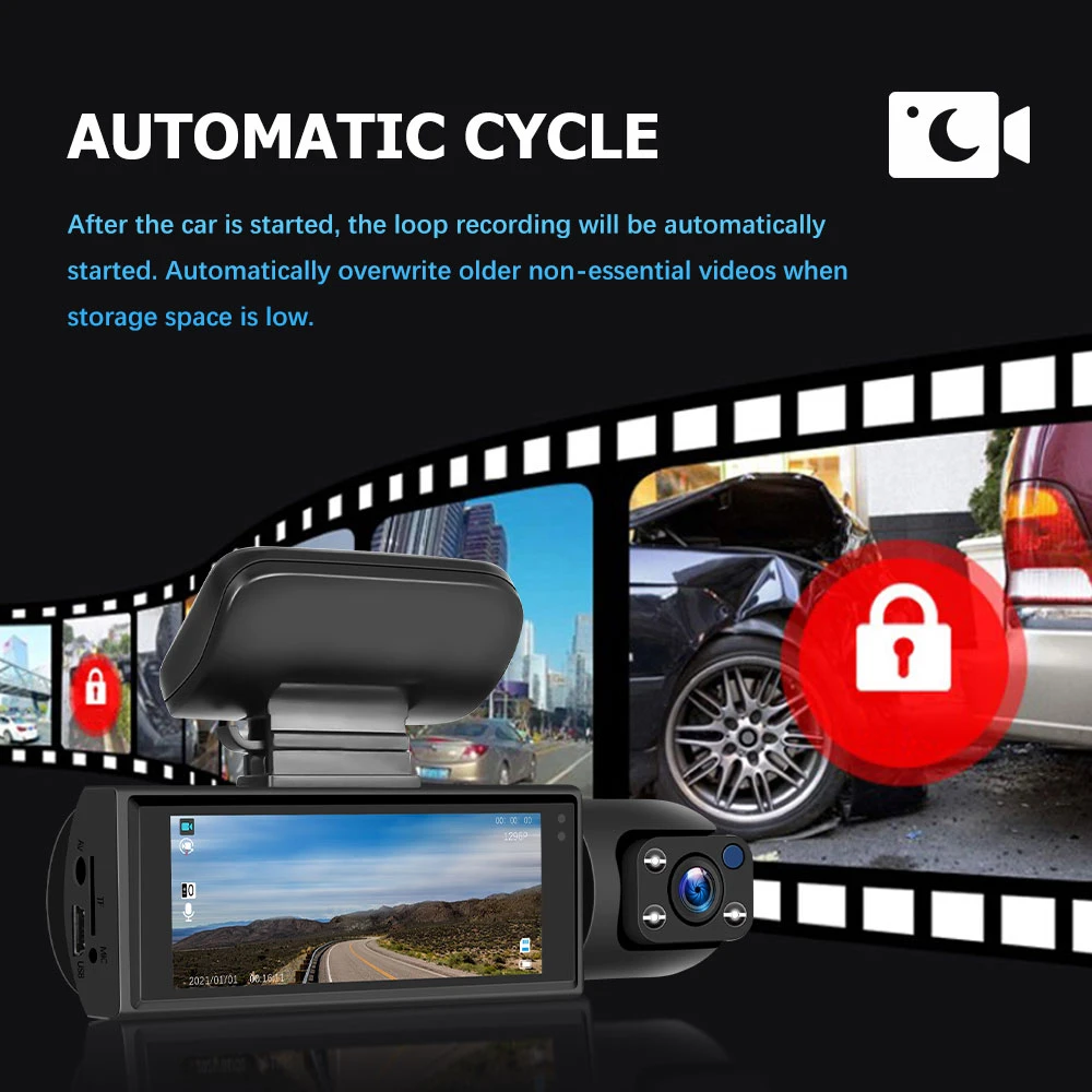 3.16 inch Screen Car DVR camera  Video Recorder  front and rear for car HD 1080P dash Cam