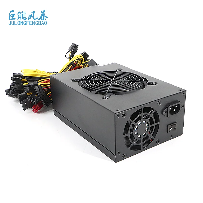 1800w Pc Psu Three Fans Quiet Power Supply 12v Atx Black 2000w Power Supply Support 8 Graphics Card Power Supply