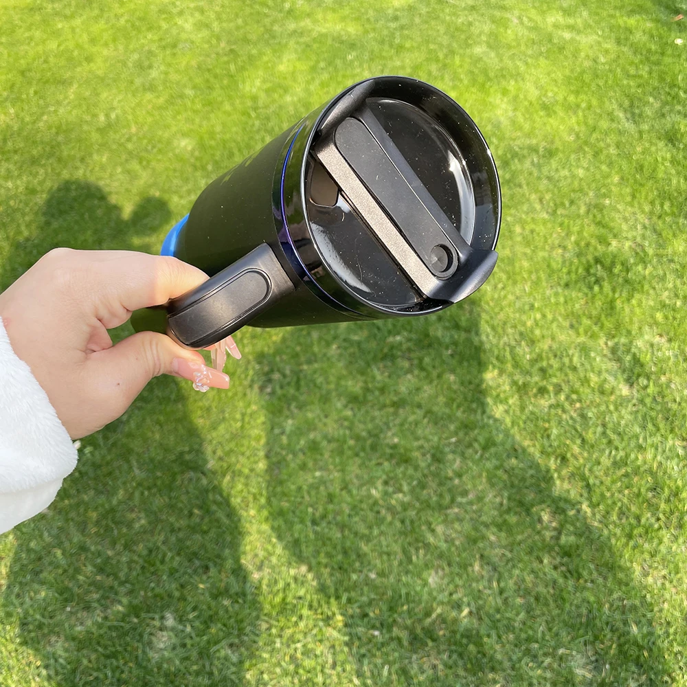 Double walled blue underneath 40oz Water Bottle stainless steel Reusable Travel Mug Laser Engraved powder coated coffee cups