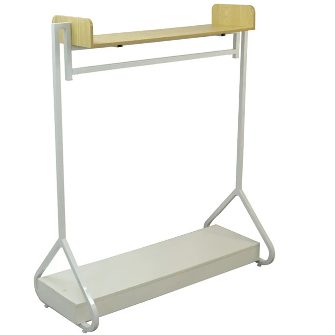 Best selling wood metal clothing hanging display stand shelf,boutique shop simple cloth display rack