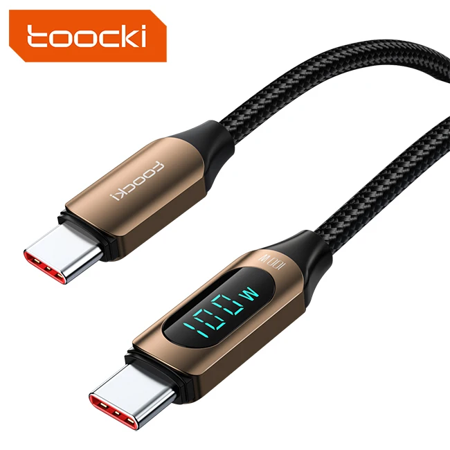 Toocki RTS Fast delivery 5a 100w type c to c cable led displayport type c fast charging pd cable for Notebook/Phone