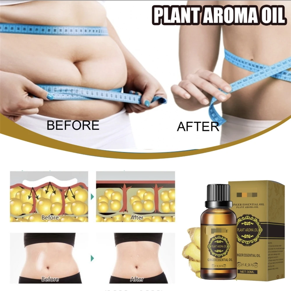 Oil Manufacturers Natural Ginger Belly Fat Drainage Oil 30ml for Lady and Man Tummy Weight-Loss Ginger Massage Body Slimming Oil