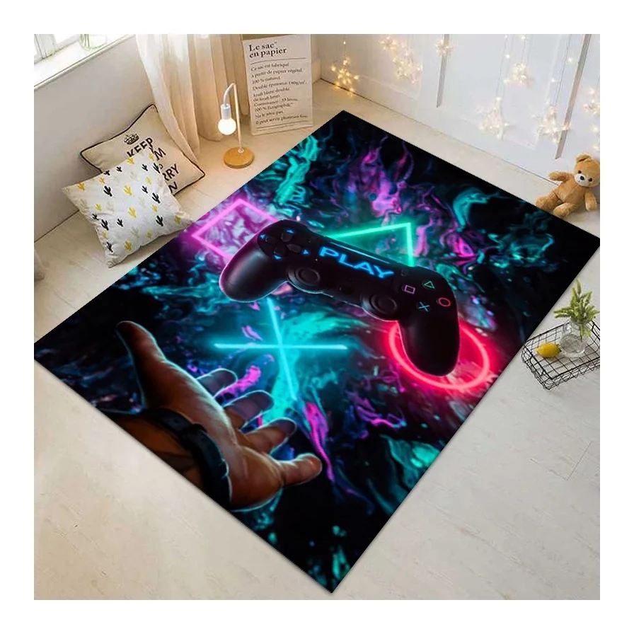 Anime Gamer Controller Kids Play Area Rugs Child Game Floor Mat Cartoon Pattern 3D Printing Carpets