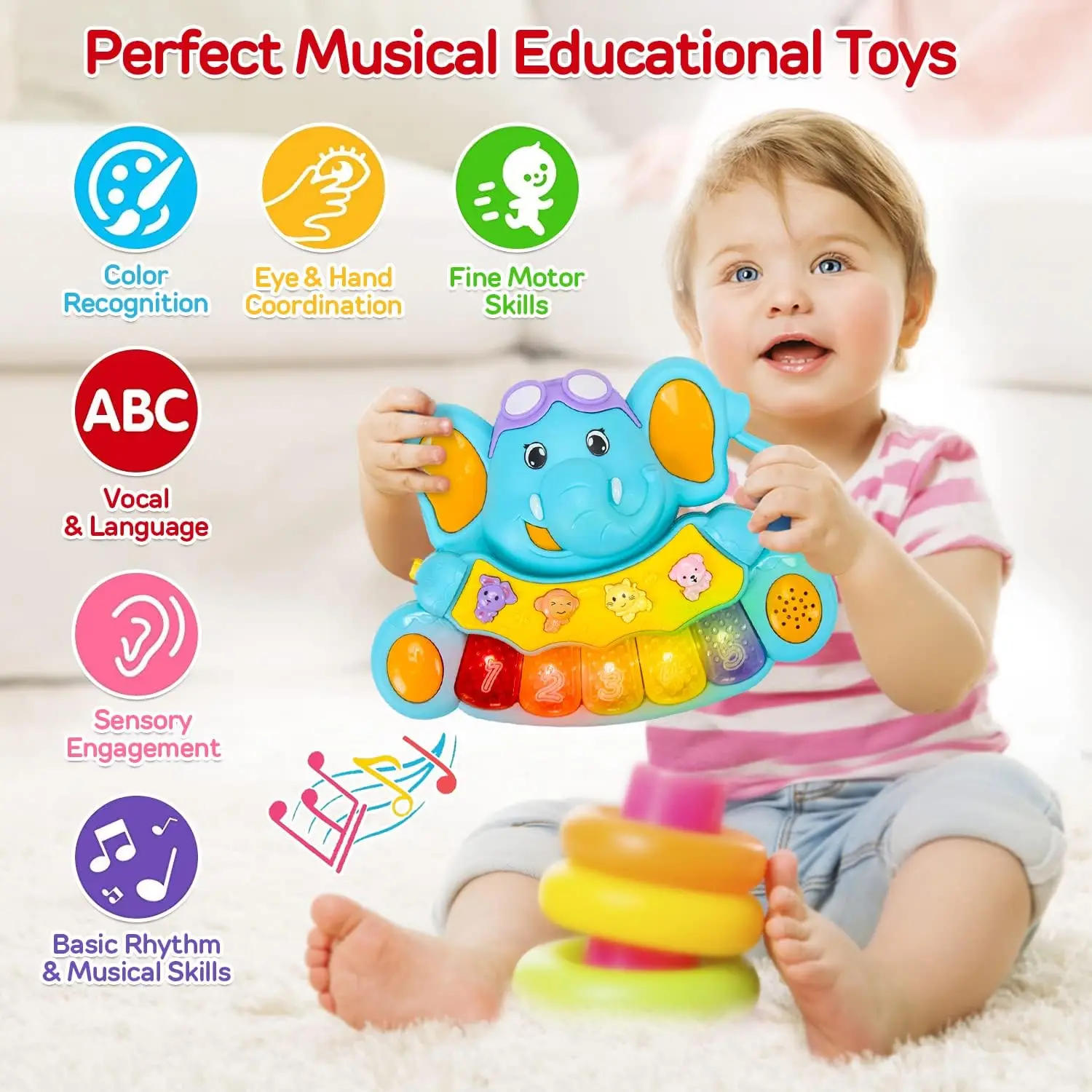 electric cartoon animal piano Sound And Light musical instruments Baby Toys Finger Training Piano Toys