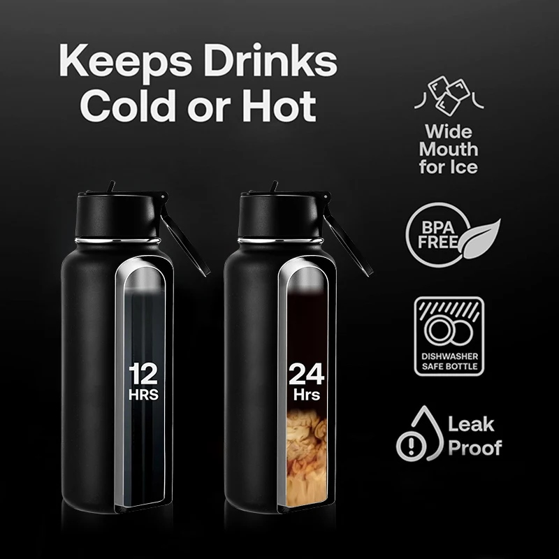 2024 Magnetic Water Bottle with phone holder Vacuum Water sports flask for Gym Top With Magnet Cell Phone Mount Stand