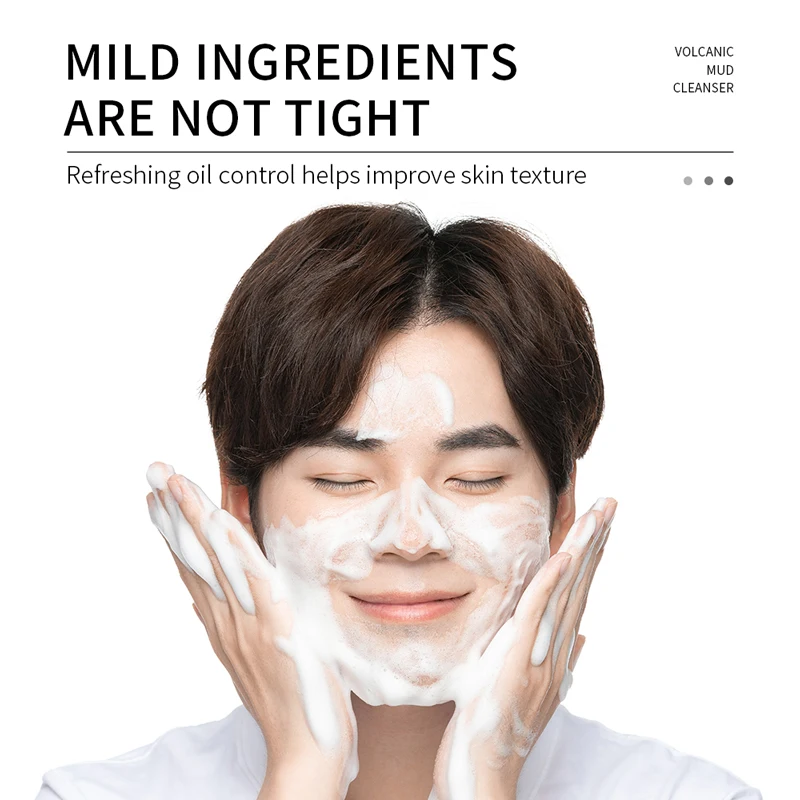 OEM IMAGES private label volcanic mud deep cleaning face care moisturizing skin care oil control organic face cleanser for men