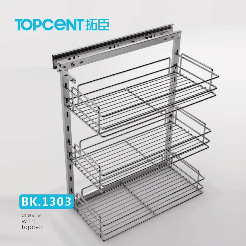 Topent 2-Tier Multifunction Wire Drawer Basket Pull out Accessory for Kitchen Cabinets Premium Hardware