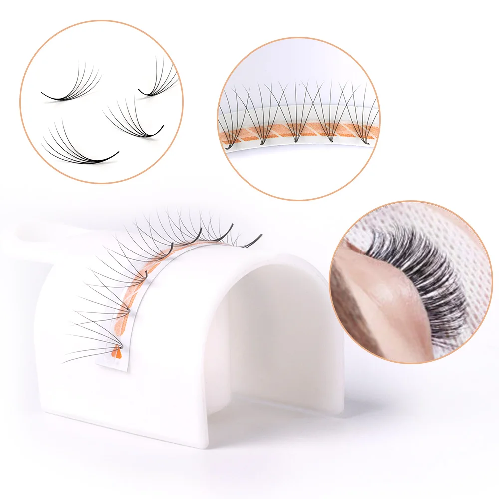 Готовые ресницы веер смешанной длины корейские ПБТ готовые короткий стержень темные черные для наращивания