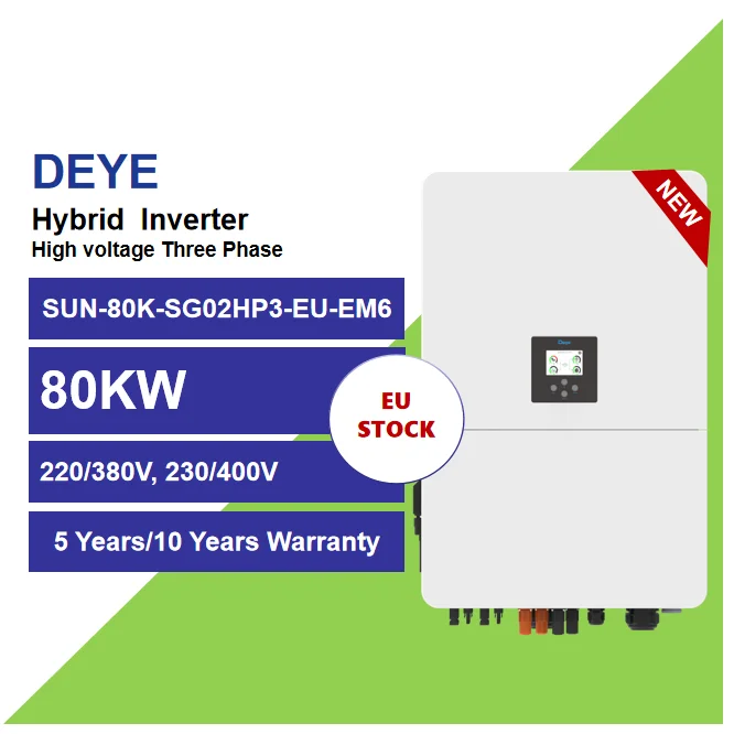 Deye EU Warehouse 220V 380V 230V 80000w 80kw 3 Phase Hybrid Inverter SUN-80K-SG02HP3-EU-EM6