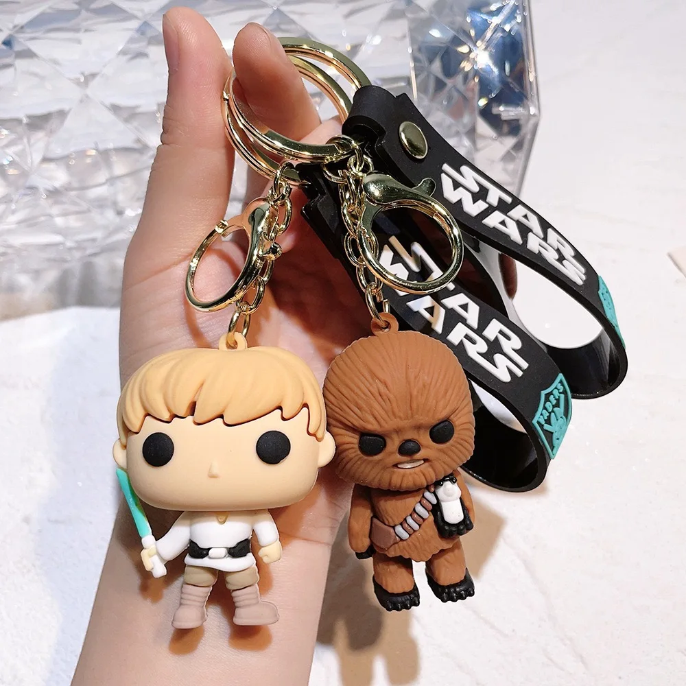 Customized 3D PVC Personality Yoda Stereo  Keychain Cartoon Anime Movies Star Vader Yoda Keychain Pendant
