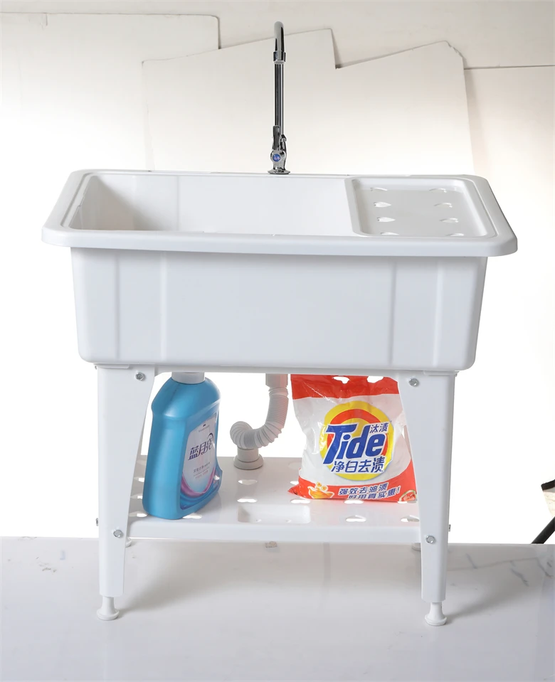 Free Standing Plastic Single Bowl Commercial Restaurant Kitchen Sink Set Prep & Utility Washing Hand Basin