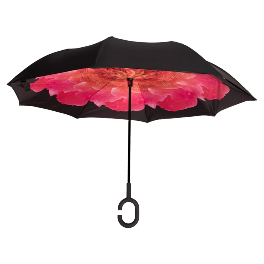 Double Layer Inverted Umbrella with C-Shaped Handle Anti-UV,waterproof windproof reverse Umbrella for Car rain Outdoor Use/