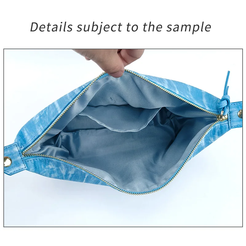 Large capacity Bright pink blue tie-dyed printing dumpling waterproof toiletry bags travel makeup bag custom pu cosmetic bag