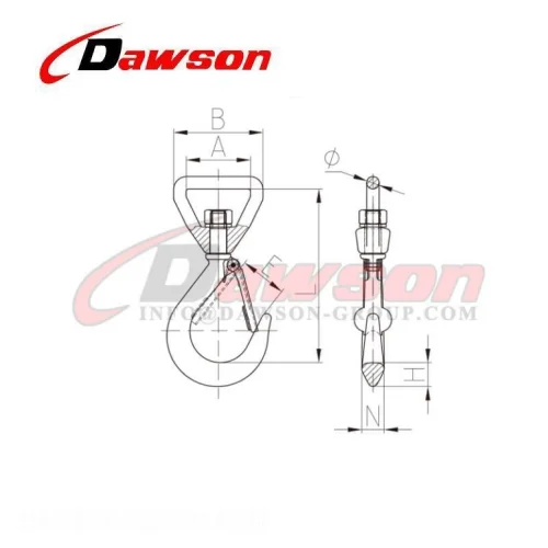 WLL 1T Forged Super Alloy Steel Swivel Hook for Web Slings