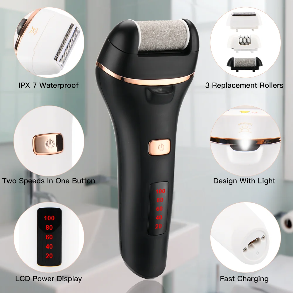3 in1 Multifunctional Electric Shaver Professional Pedicure Rechargeable Foot File Callus Remover