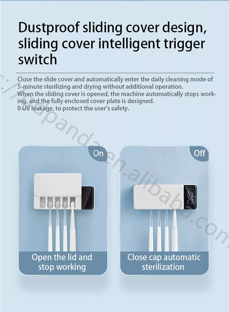 Slide cover open desig Wholesale Portable Uva Uvc Electric Toothbrush Sterilizer With Fan Mini Gift Toothbrush Sterilization Box