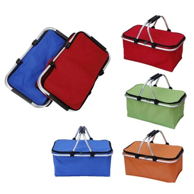 Outdoor Portable Insulated Cooler Lunch Bags Storage Box  Camping Picnic Basket with lid (1600342118931)
