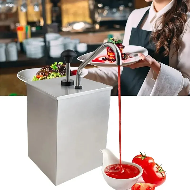 Commercial Sauce Squeezer Bottle Stainless Steel Sauce Pump Dispenser Condiment Dispensers with single head