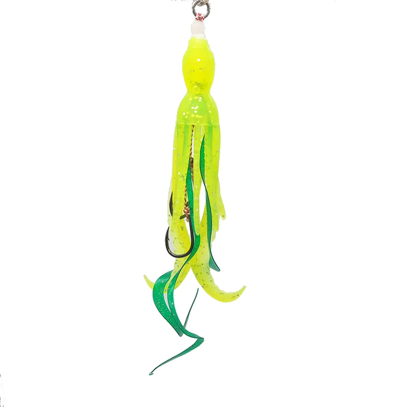 Luminous Octopus Squid Skirt Sea Fishing Wobbler Bait Fishing Tuna Lure Jig head Hook 100mm Fishing Soft Lure