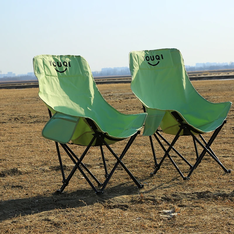 Outdoor Camping folding chair  beach fishing portable stool sitting and lying high back picnic Camping folding beach  moon chair