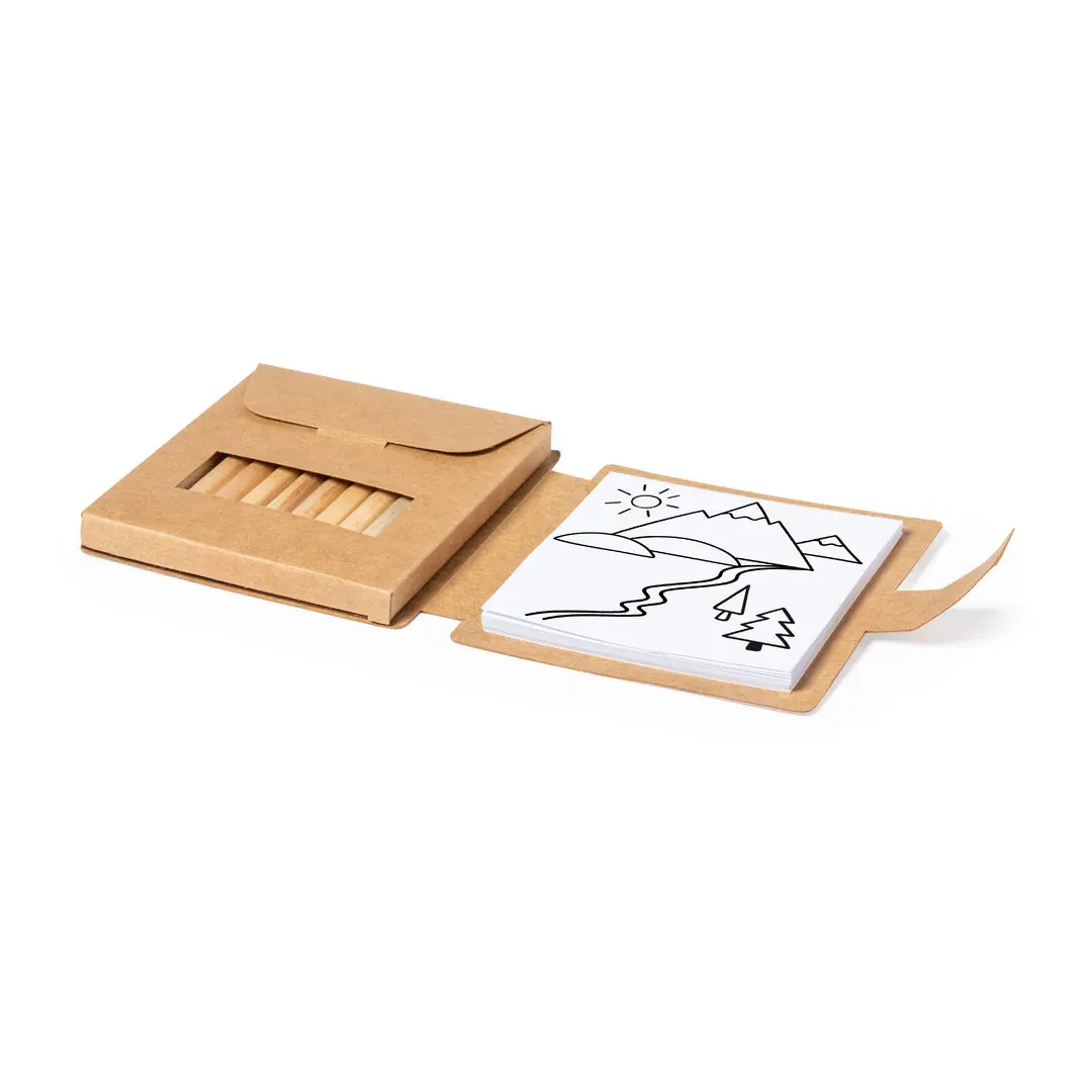 ECO FRIENDLY PROMOTIONAL KRAFT PAPER COLORING BOOK WITH  COLORED PENCILS KIDS DRAWING NOTEPAD DRAWING ART SET STATIONERY SET