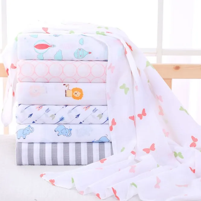 customization hot selling 2023 Custom Organic Muslin Swaddle Bamboo Cotton Fabric Blanket Muslim  Blankets for babies