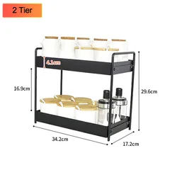 Kitchen Supplies Portable Storage Rack Double Layer Metal Iron Paint Kitchen Seasoning Rack