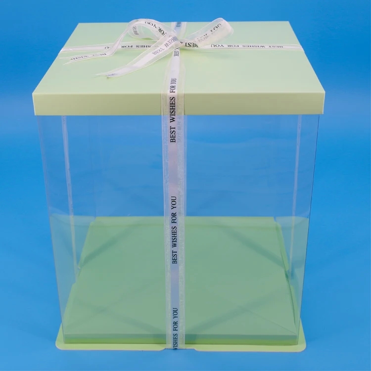 11x 11 inch Colored Strong Base Plain Clear Paper Cake Packaging Box for Large 4 tiers Cake Einweg-Tortenschachtel