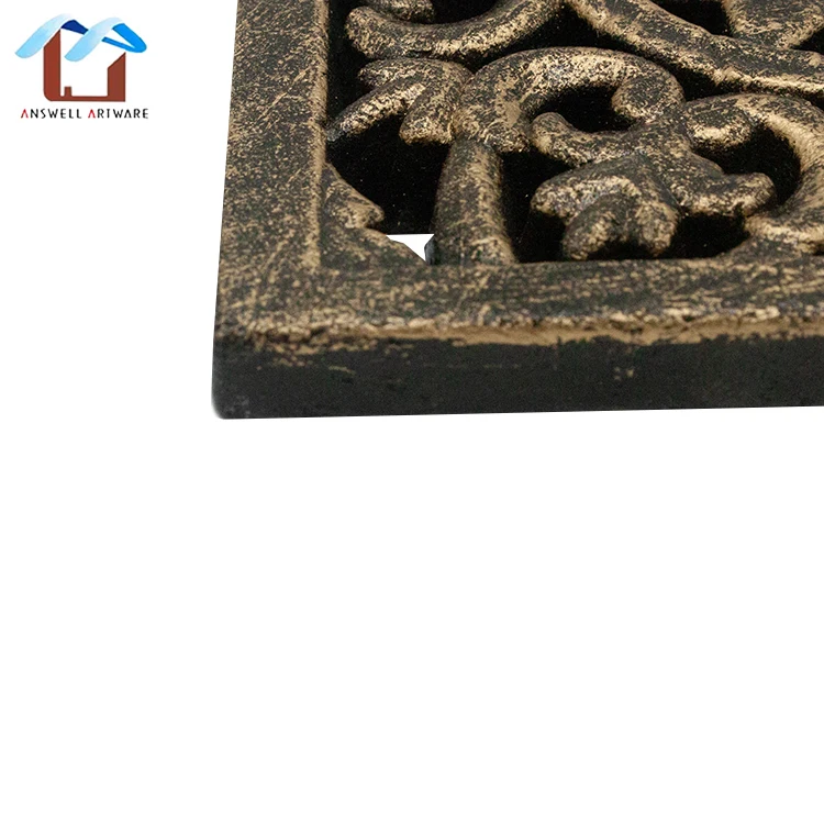 Bandeja De Madera Factory Customized Antique Carved MDF Wooden Square Coaster Wholesale Coffee Tray