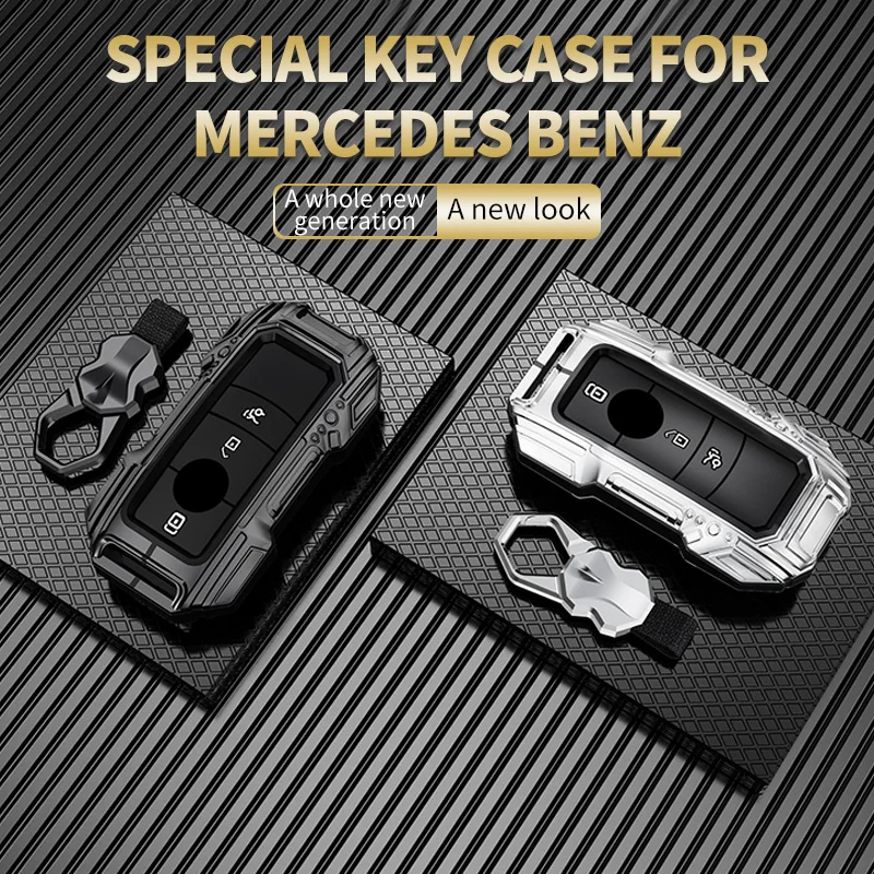 Zinc Alloy Leather Car Logo Key Case Cover For Mercedes Benz C S Class W223 W206 S350 S400 S450 S500 Key Fob Auto Accessories