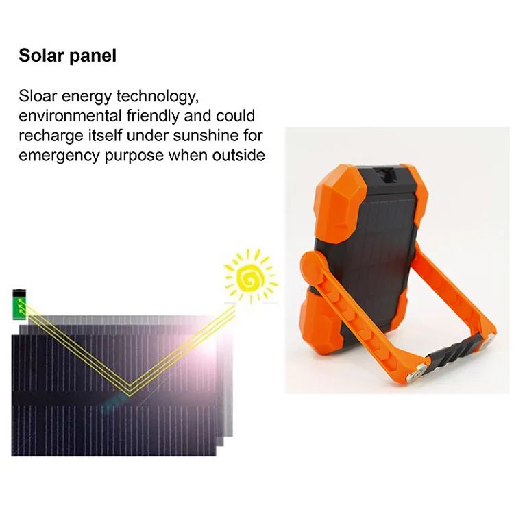 Portable Solar Waterproof Magnetic Base Foldable  USB Rechargeable Adjustable Outdoor Solar Led Inspection Mini Camping Lamp
