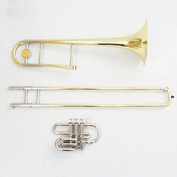 Professional Dual Usage Bb/F Tone Piston Valves Trombone Brass Instrument