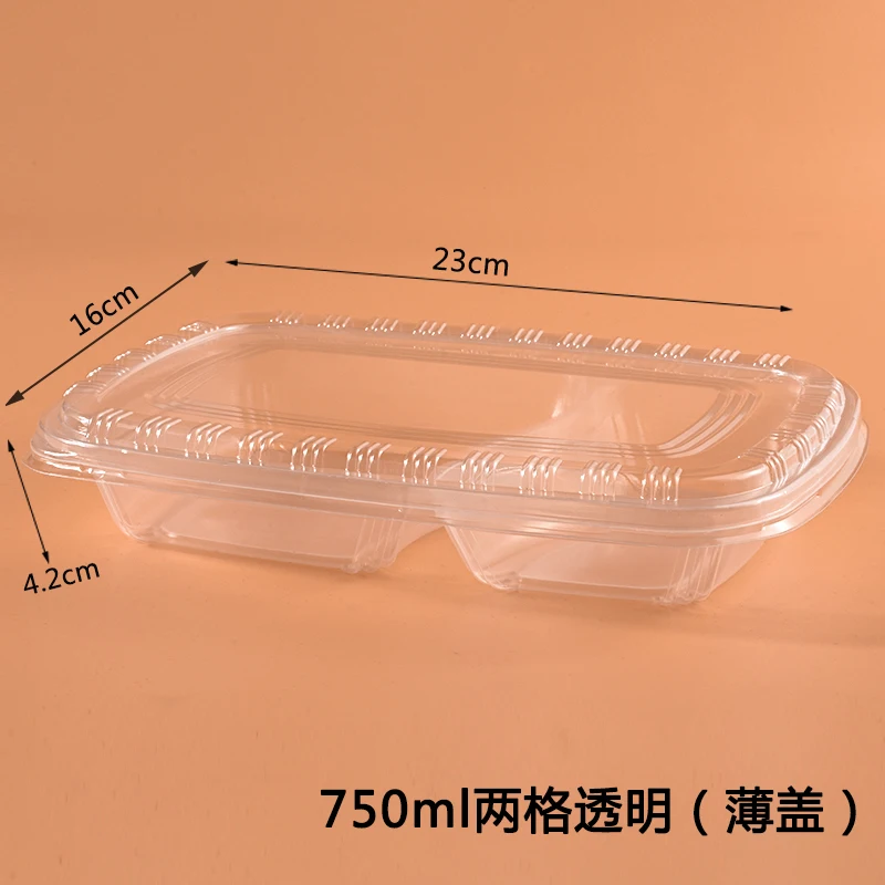 Thermoforming Plastic disposable 2 compartments lunch box packaging organizer container