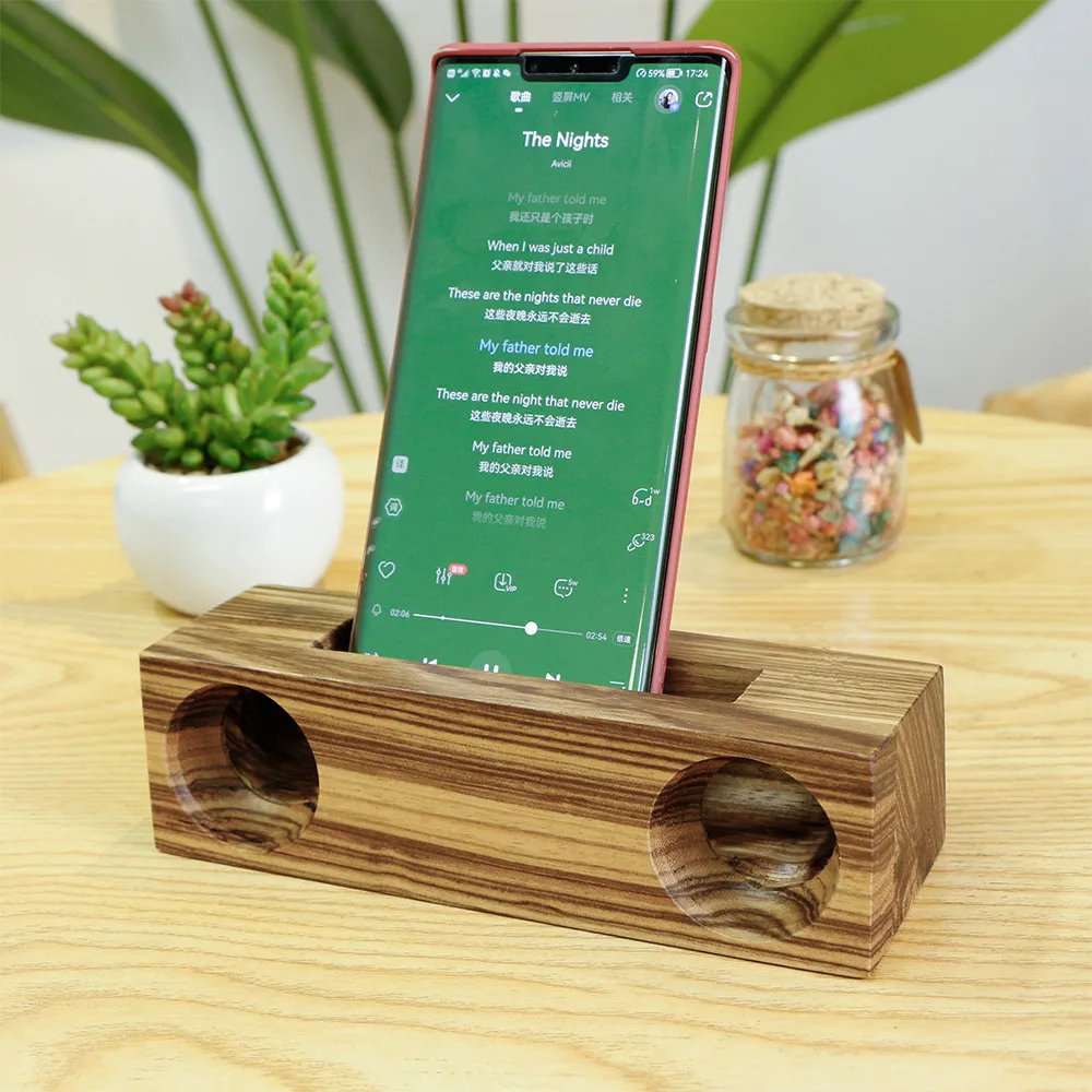 Mobile Phone Loudspeaker Speaker For Cell Phone Wooden Holder Sound Amplifier Beech Bracket Wood Desktop Stand
