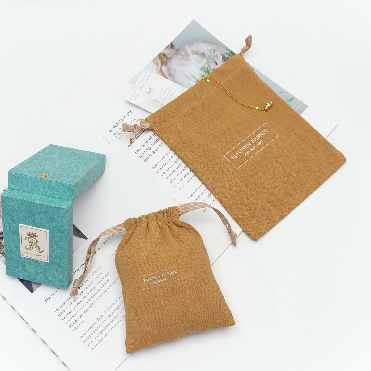 Hot Stamping Logo Custom Cotton Candle Bags Washing Cotton Candle Packaging Bags