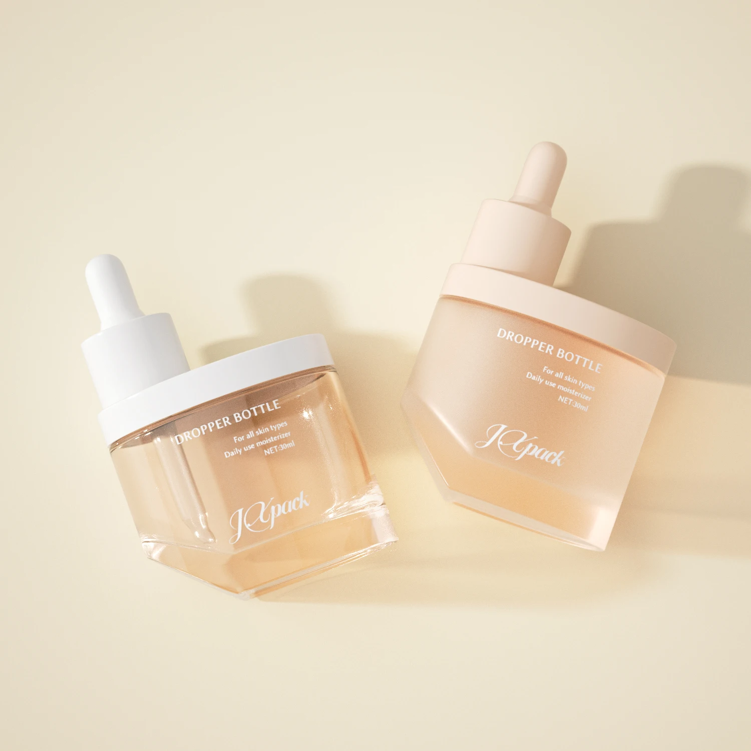 irregular unique shape 1oz luxury serum pump bottle 30ml pink frosted glass oil serum pipette dropper bottle with dropper