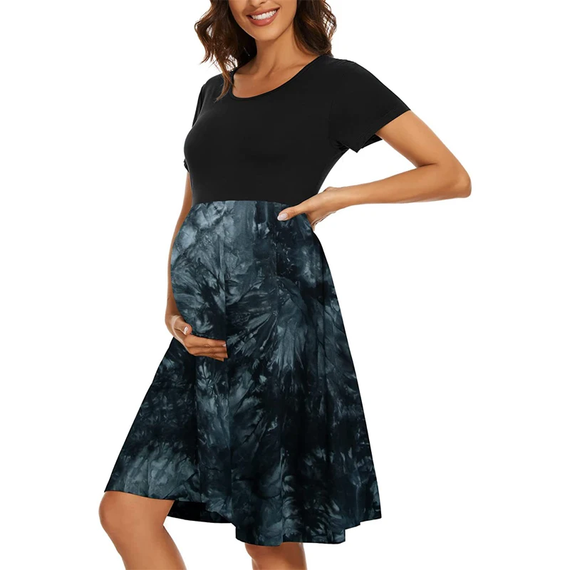 2024 Hot Sale Women Floral Print Maternity Casual Dress Shortsleeve Long Sleeve Pregnancy Clothes