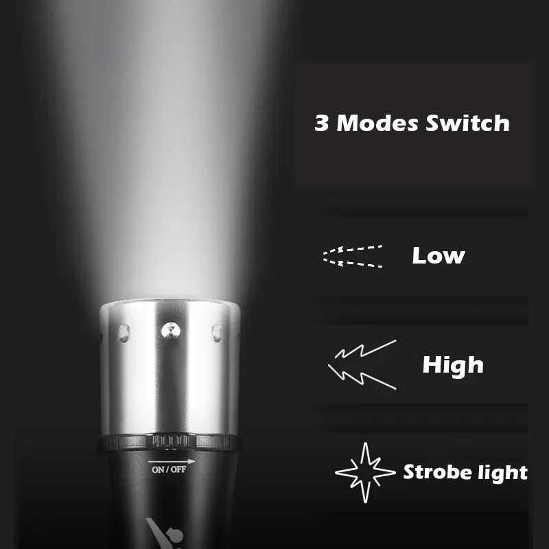 Powerful IPX8 Waterproof Aluminum Alloy Submersible Flashlight for Diving