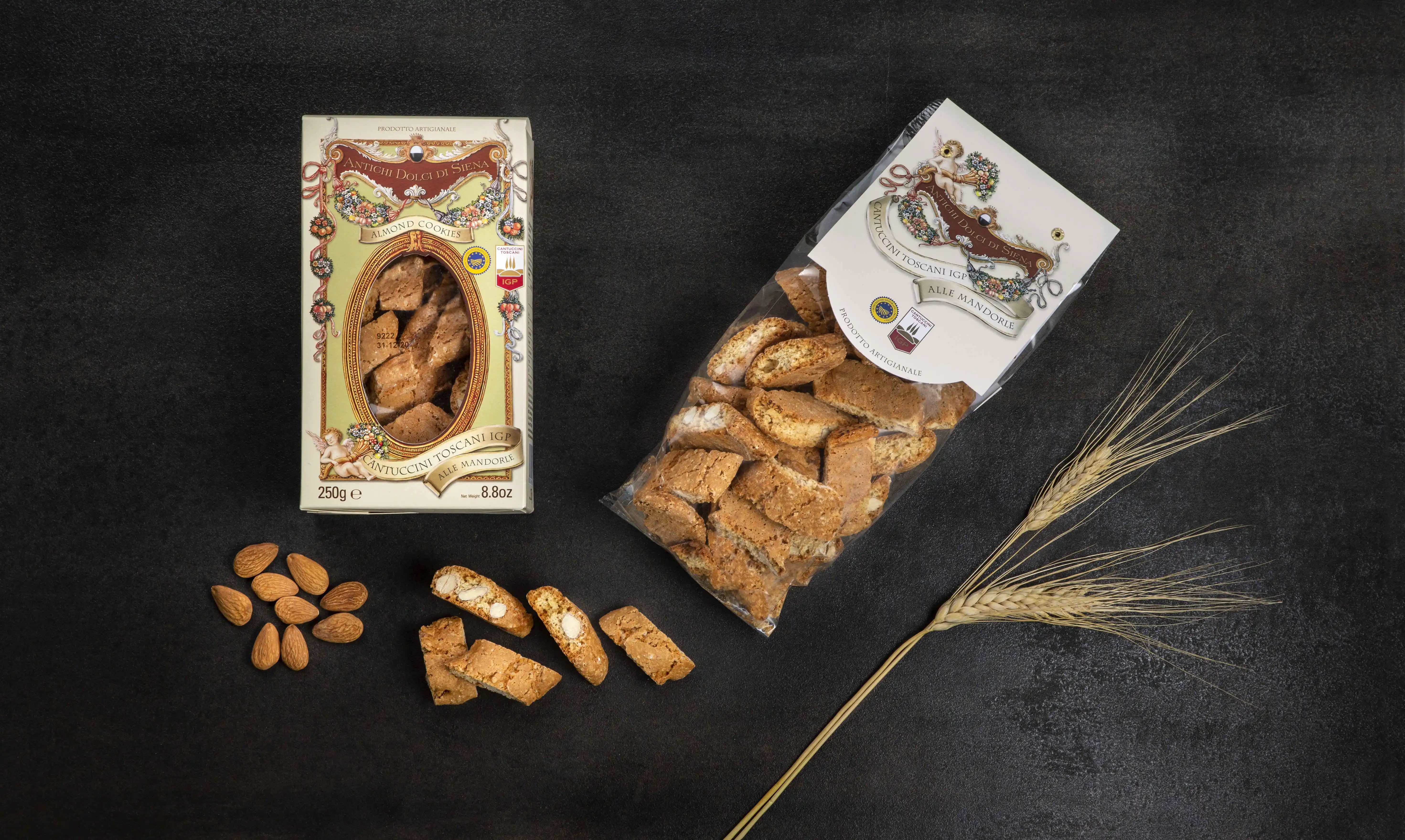 High Quality Long Shelf Life Italian Trandtional Almond Cantuccini Biscuits Handcraft Crisp Tasty Biscuits And Cookies