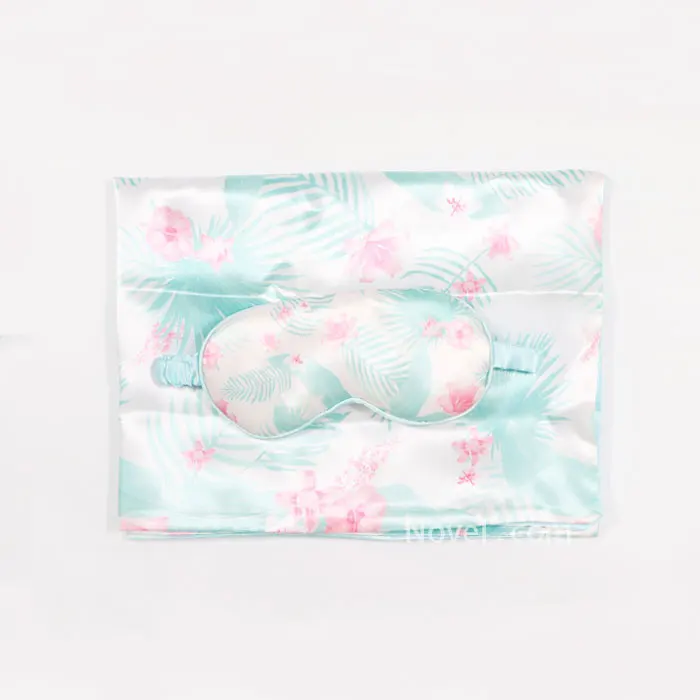 Custom Hair Skin Care Gift Luxury Sleep Silk Satin Eye Mask Silk Pillowcase Set