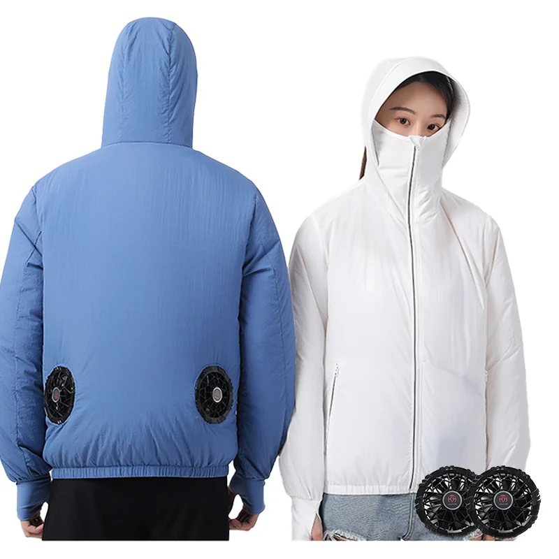 OEM Custom Sun Protection Air Conditioned Clothes Unisex Cooling Vest with Face Mask