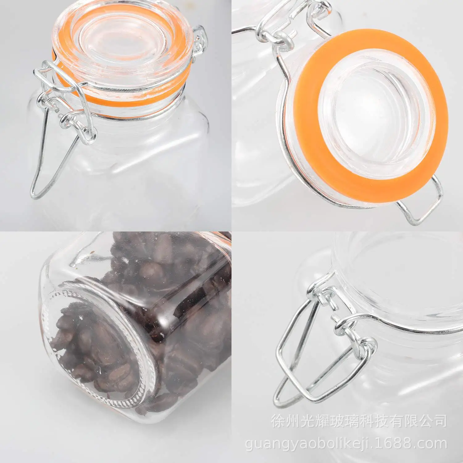 Supplier Empty Square Kitchen Clear Ginger Salt Pepper Container 4oz Glass Spice and Jars with Flip Top Lids