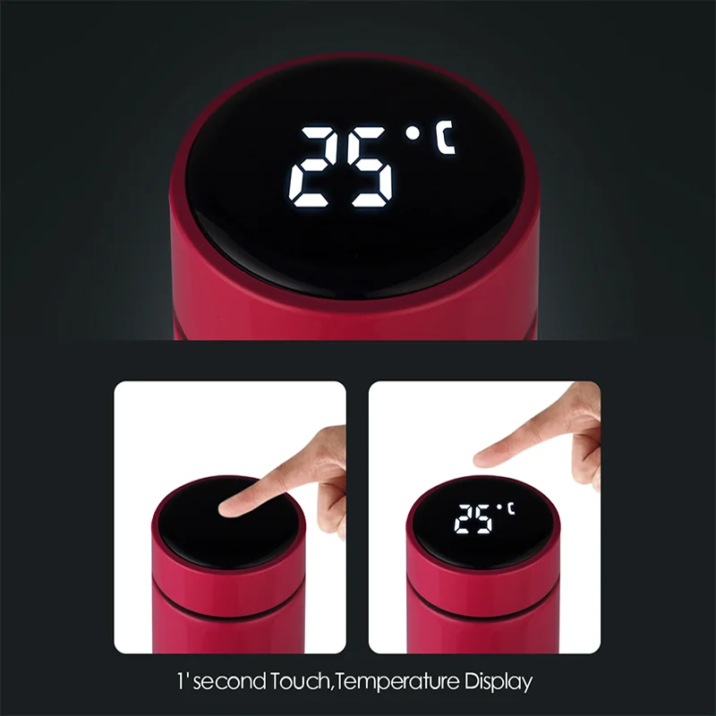 Ready To Ship Custom Logo Insulated Stainless Steel LED Digital Temperature Display Smart Water Bottle