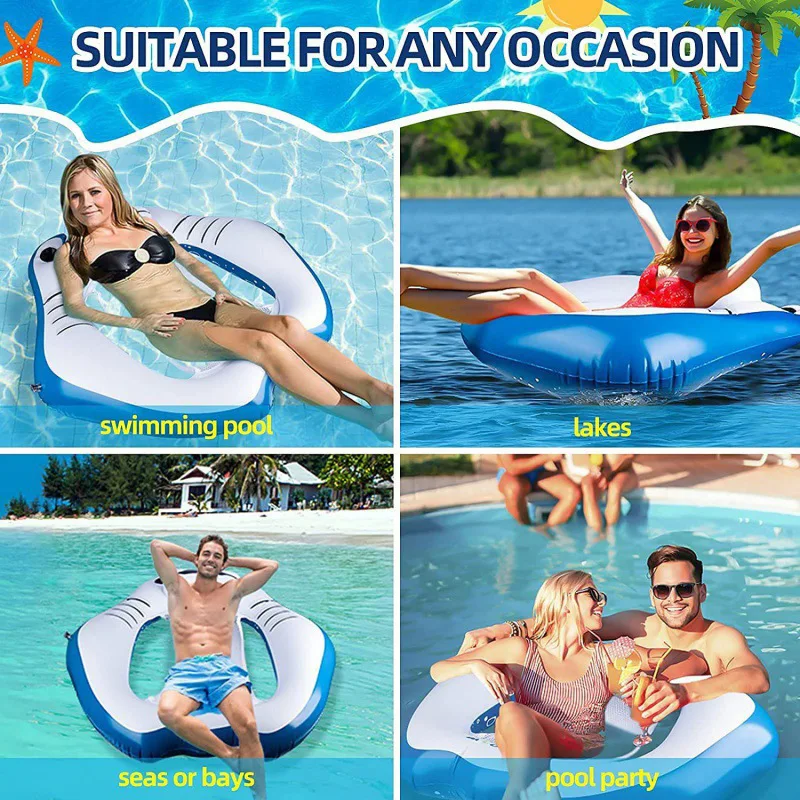 PVC inflatable water manta ray floating chair luminous U-shaped sofa back recliner floating bed floating seat ring floating row