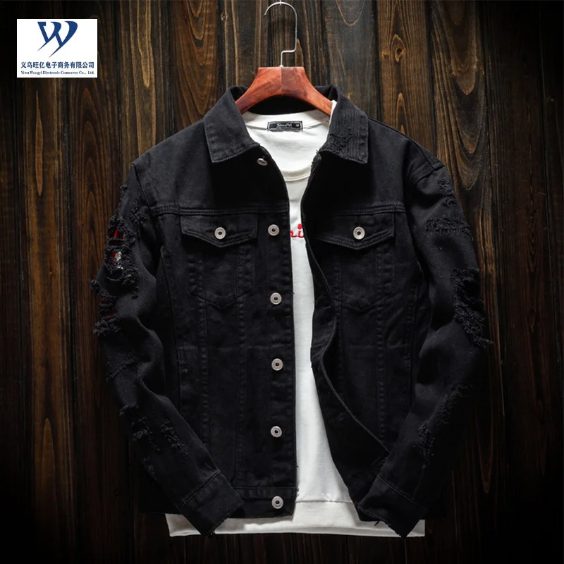 Mens Denim Jean Jacket Trendy Fashion Ripped Denim Male Streetwear Jackets Cowboy Coats